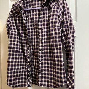 Eddie Bauer Purple and White Gingham Button Down Shirt